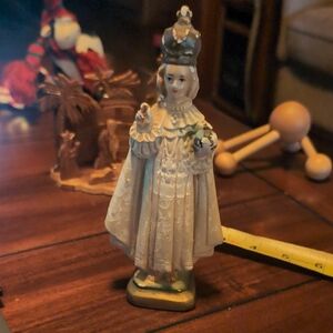 Vintage Religious Figurine in Cream and Gold